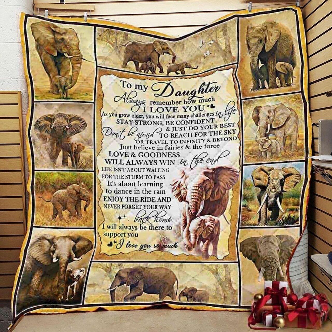 onalized Elephant To My Daughter From Mom Dad Remember How Much I Love You Quilt Blanket Greattomized G For Birthday C Thgiving