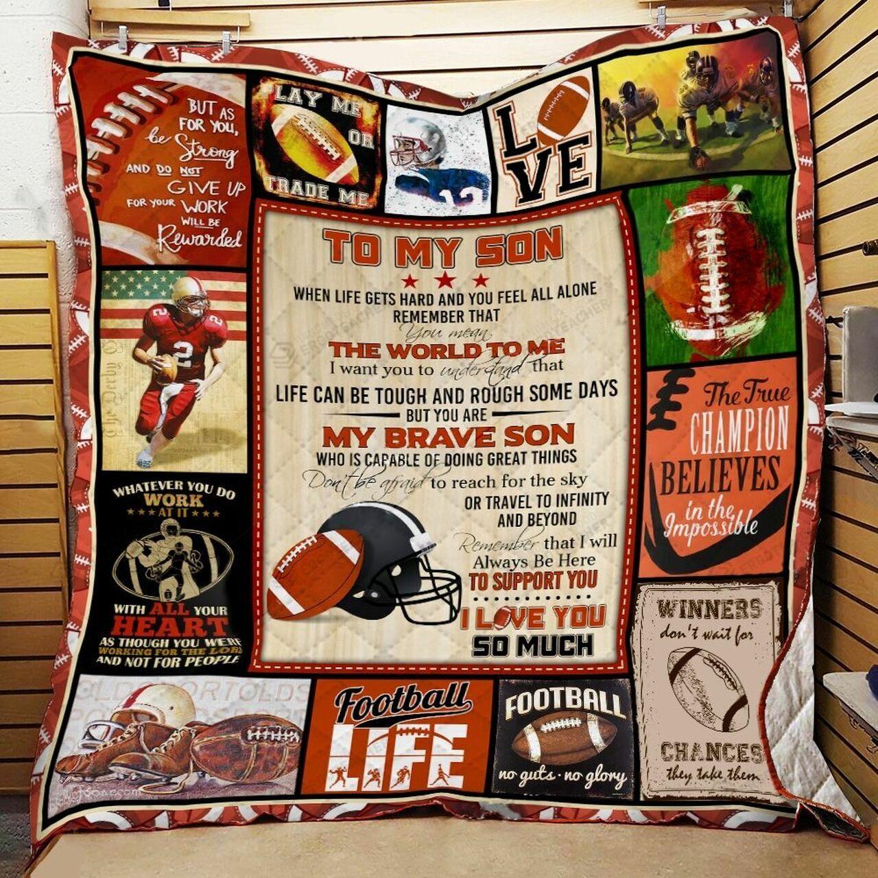 onalized American Football To on I Love Yo Much Quilt Blanket Greattomized G For Birthday C Thgiving
