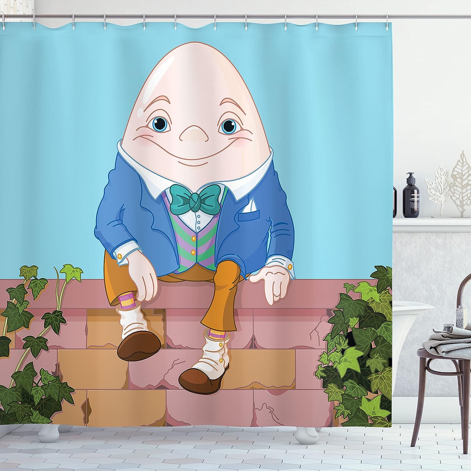 Humpty Dumpty Colorful Shower Curtain, Cartoon Bathroom Decor