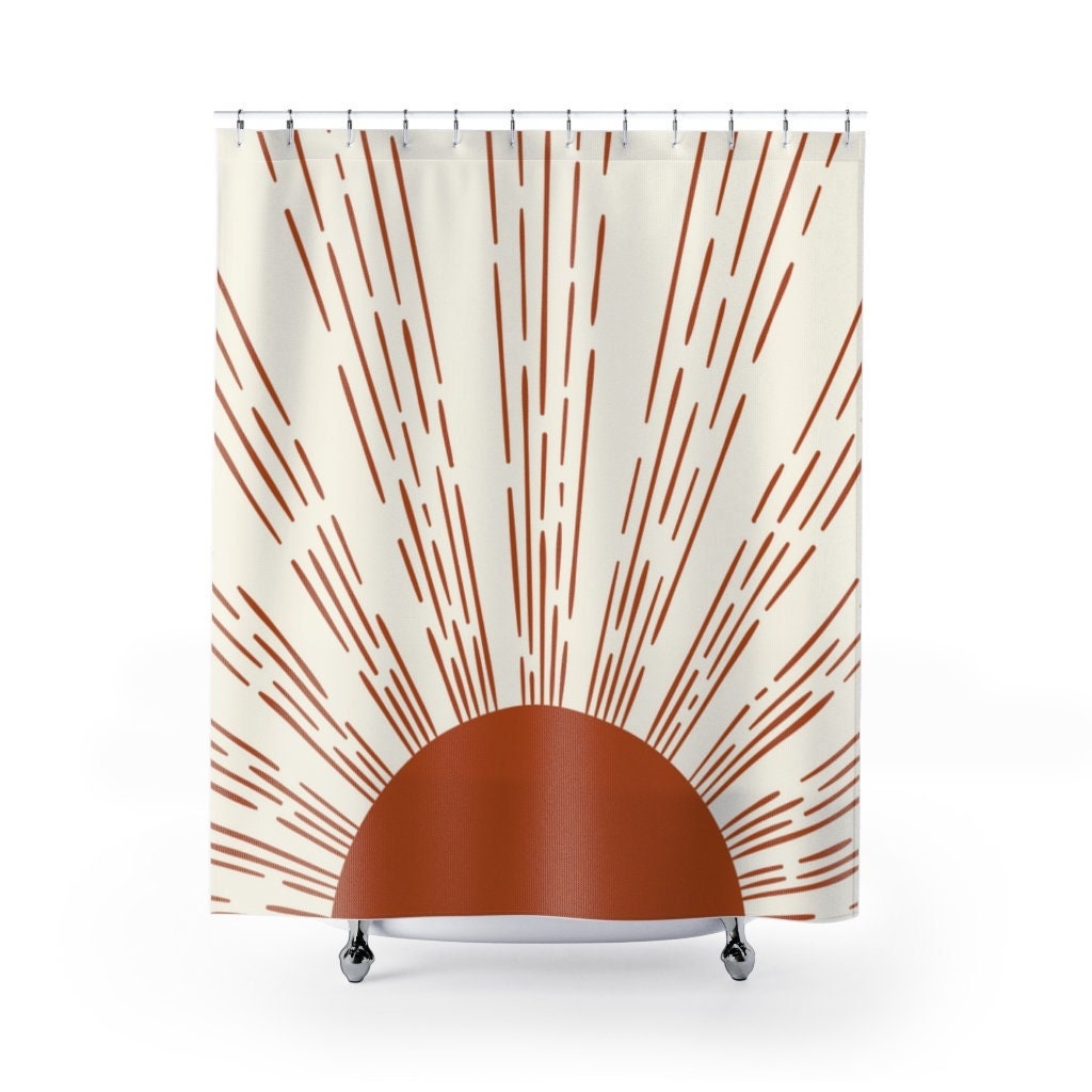 Sunshine Fabric Vintage With Sun Boho Style Abstract Shower Curtain For Minimalist Boho Bathroom Decor