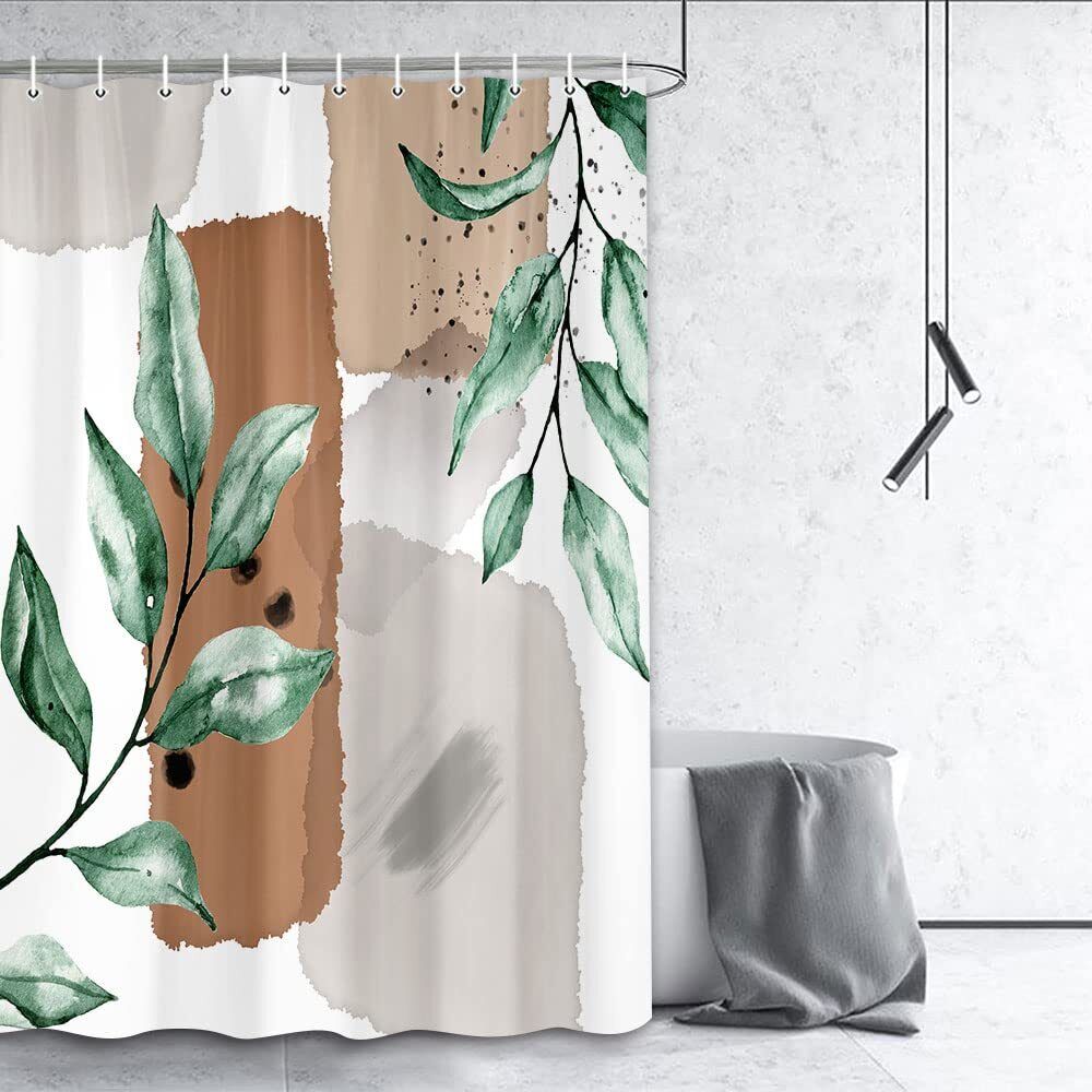 Small Abstract Leaf Waterproof Shower Curtain For Rv Camper Bathroom Decor