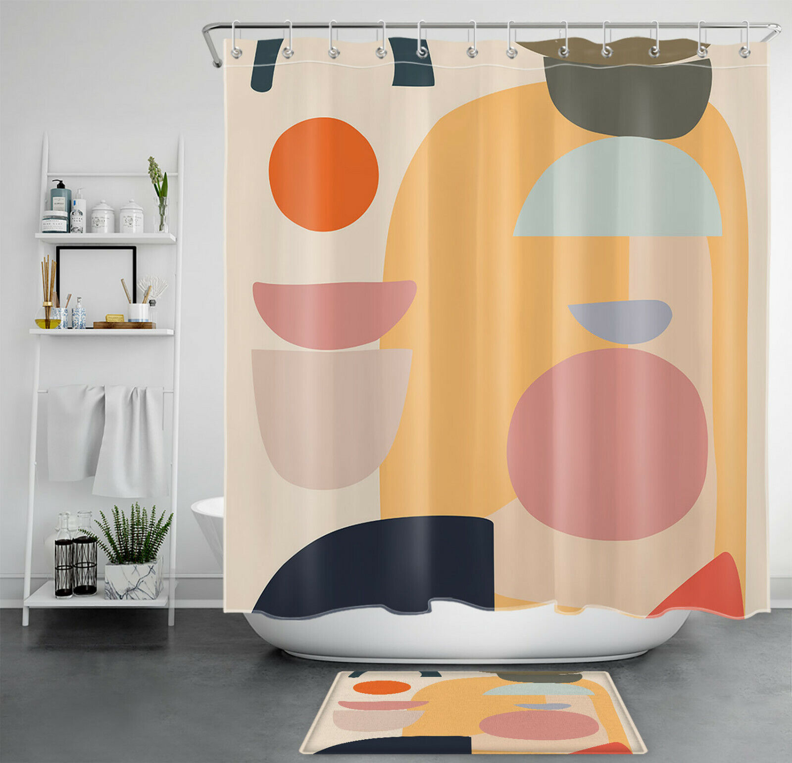 Creative Brown Geometric Shower Curtain For Modern Bathroom Decor