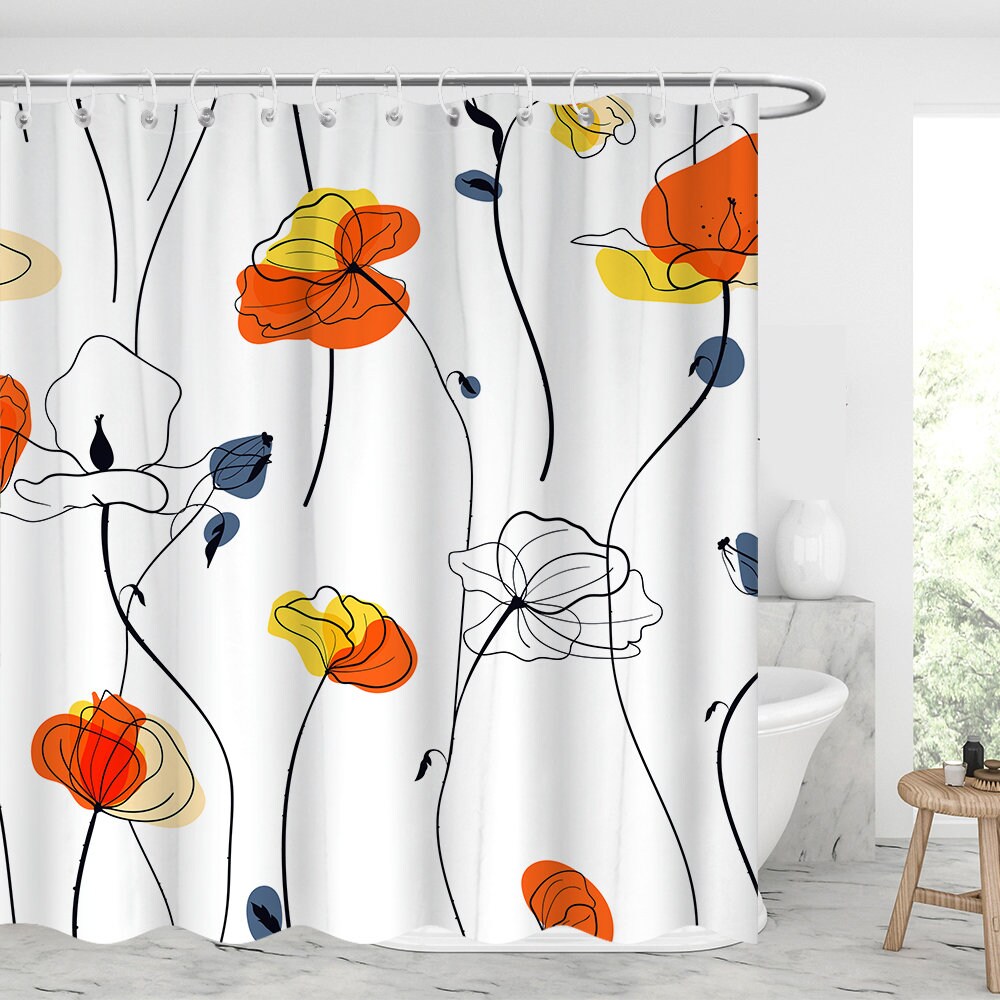 Simple Geometric Line Art Shower Curtain For Graduation/Fathers Day Gift