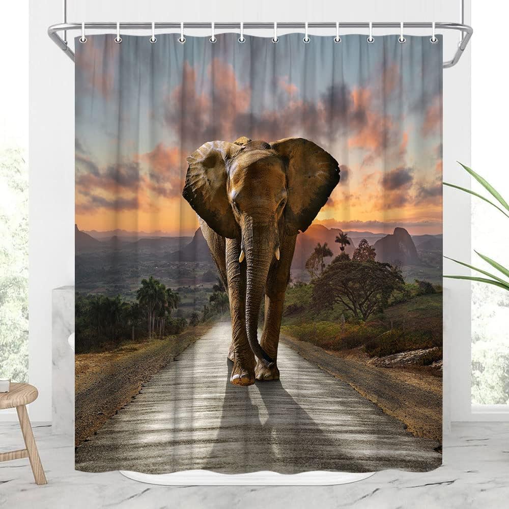 Elephant Safari Shower Curtain For Bohemian Bathroom Decor