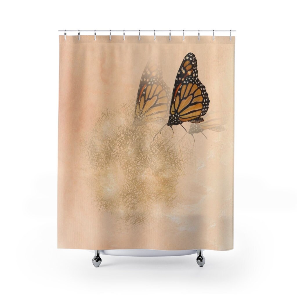 Butterfly Watercolor Shower Curtain For Bohemian Bathroom Decor