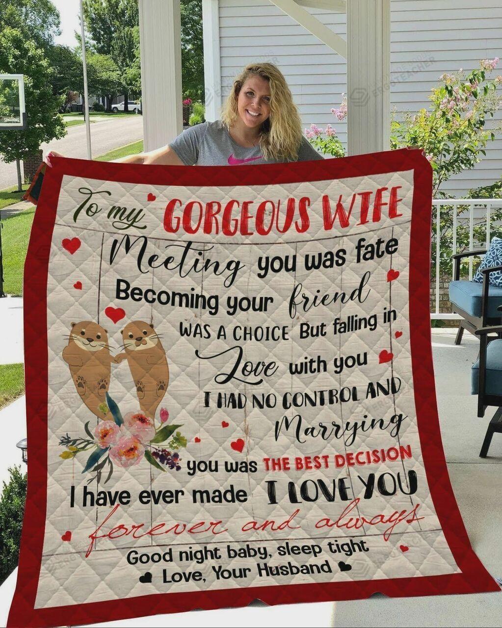 onalized Otter To My Wife Quilt Blanket Fromband I Love You Forever And Al Greattomized Blanket G For Birthday C Thgiving