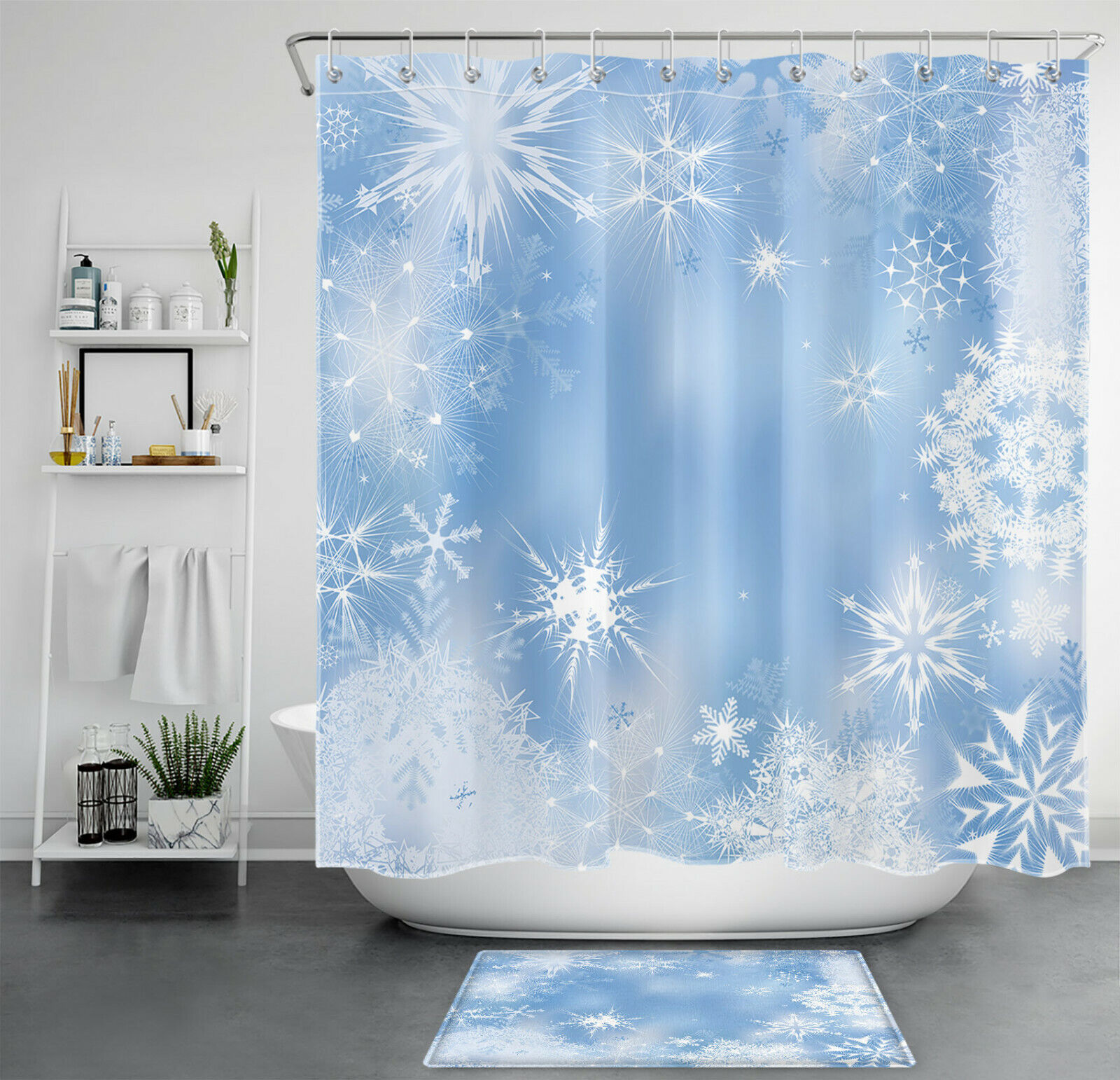 Dream Snowflake Ice Crystal Christmas Shower Curtain For A Festive Bathroom Accessory