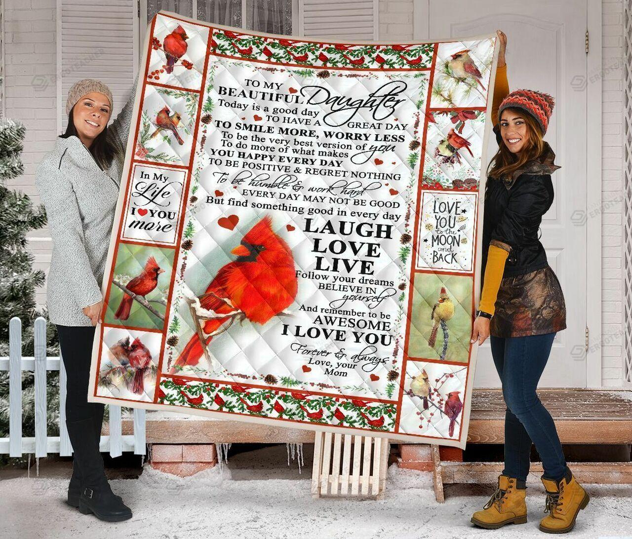onalized Cardinal Bird To My Daughter Quilt Blanket From Mmile More Worrys Greattomized Blanket G For Birthday C Thgiving
