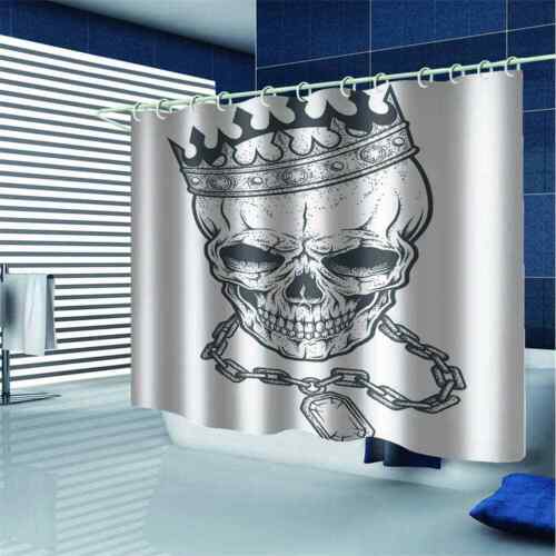 Skull In Crown 3D Shower Curtain Waterproof Fabric Bathroom Decor