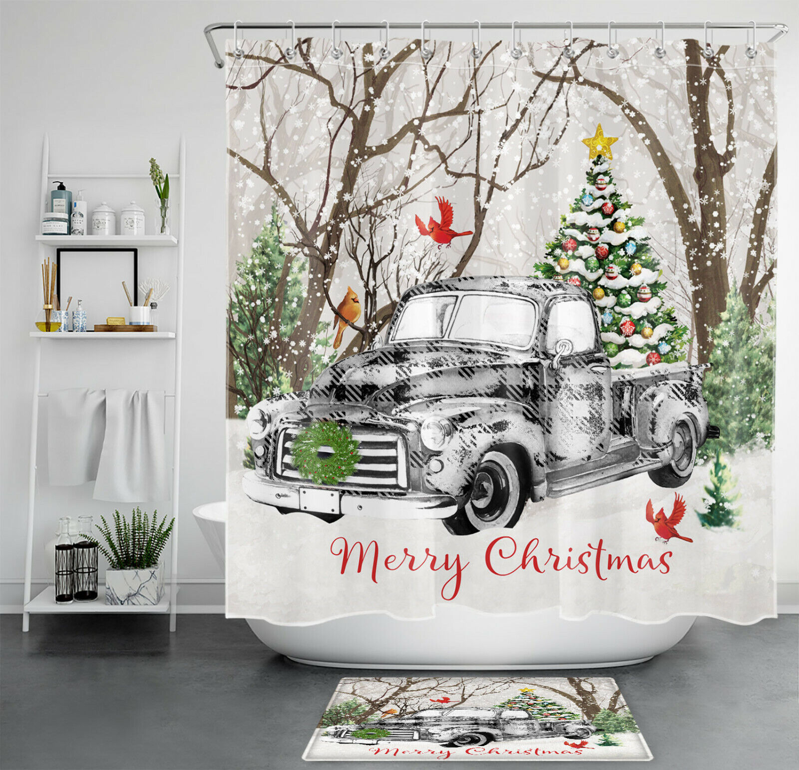 Cardinal Bird Shower Curtain Home Decor