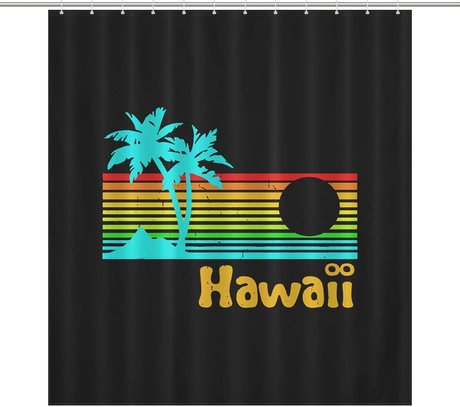 Retro Vintage Hawaii Shower Curtain Printed Bathroom Fabric Home Decor