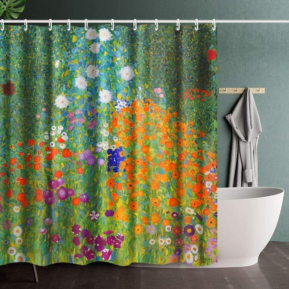 Flower Garden Shower Curtain Gustav Klimt Bathroom Decor