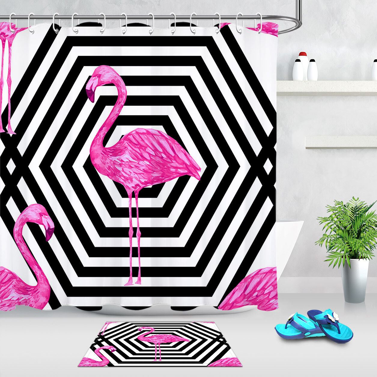 Flamingo Shower Curtain Bathroom Decor