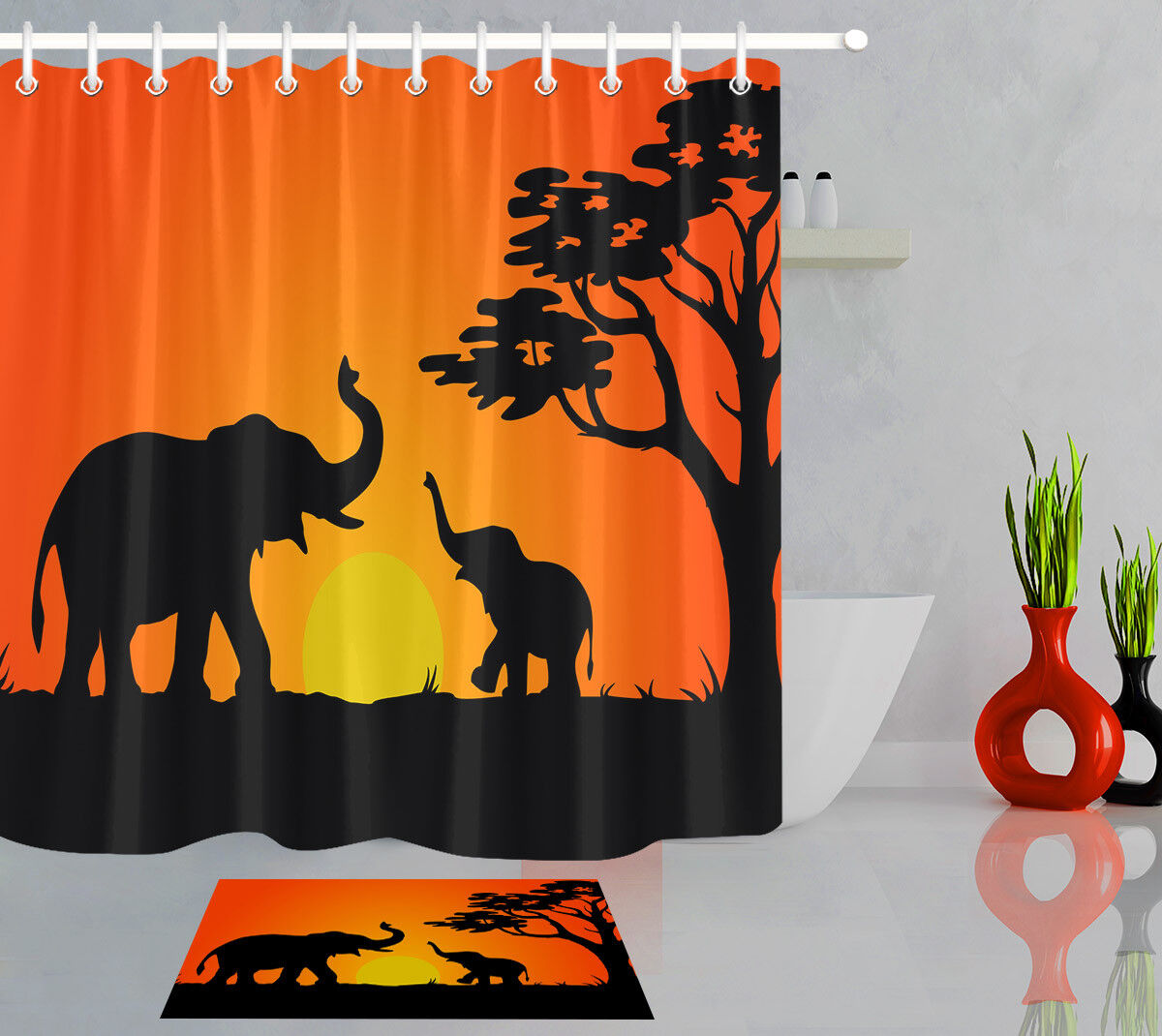 Elephant Shower Curtain Bathroom Decor