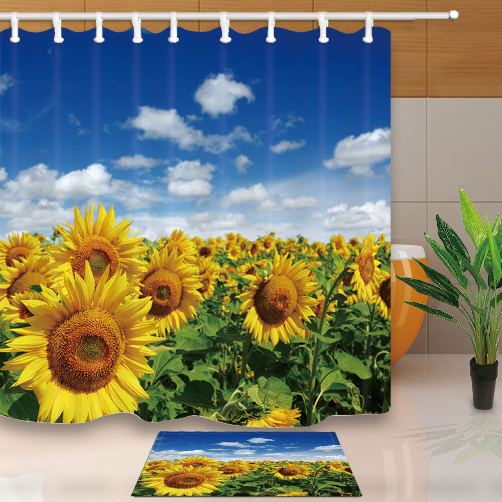 Field Of Blooming Sunflowers Shower Curtain For A Nature-Inspired Bathroom Decor