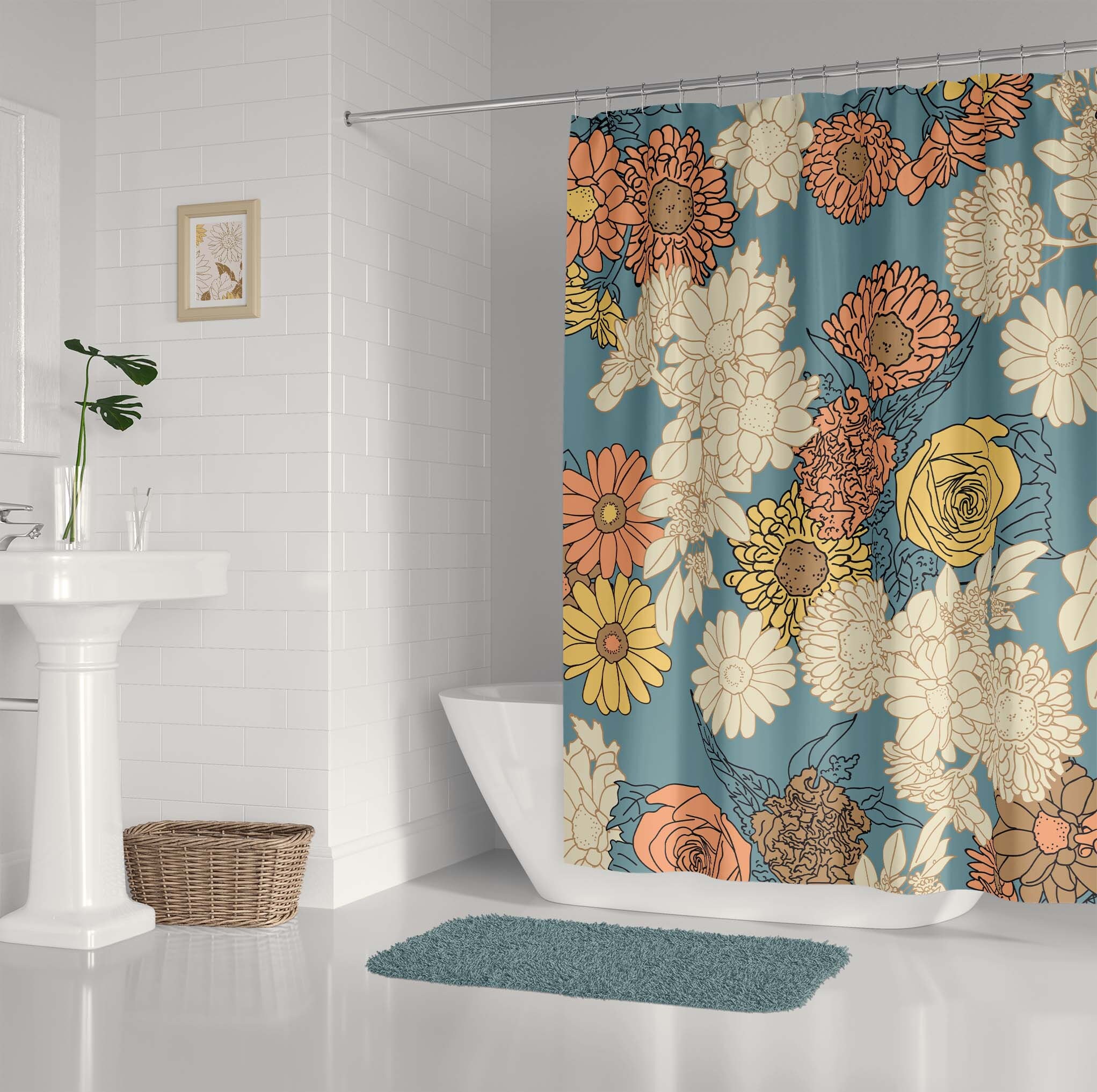 Pastel Flowers Shower Curtain For A Nature-Inspired Bathroom Decor