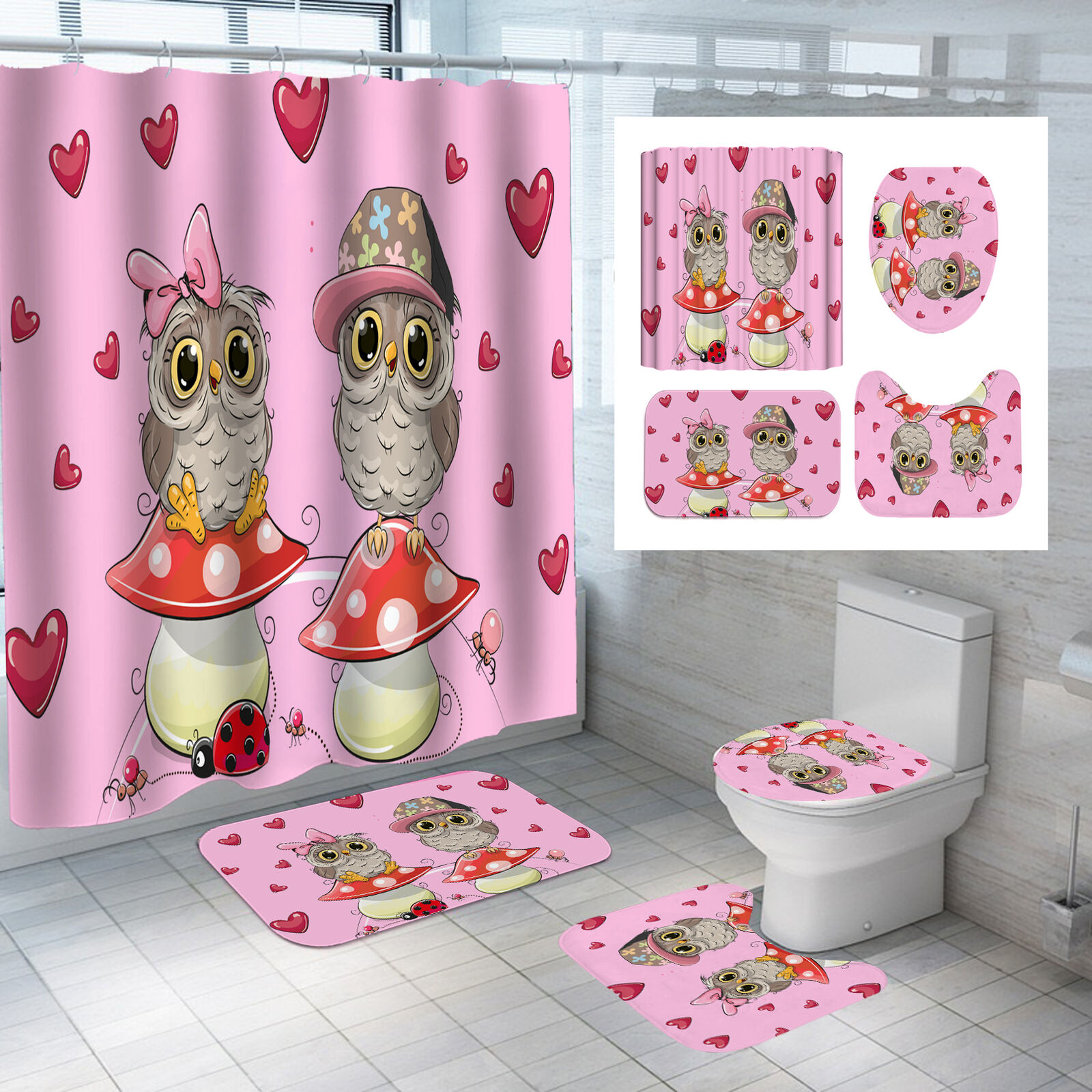 Owlsome Home Decor Owl Shower Curtain Waterproof For Bathroom Decor