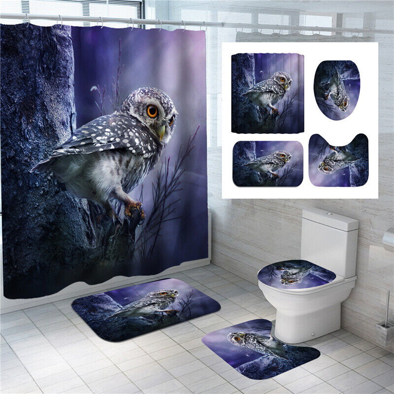 Cute And Cuddly 3D Owl Shower Curtain For Bathroom Animal Decor Gift