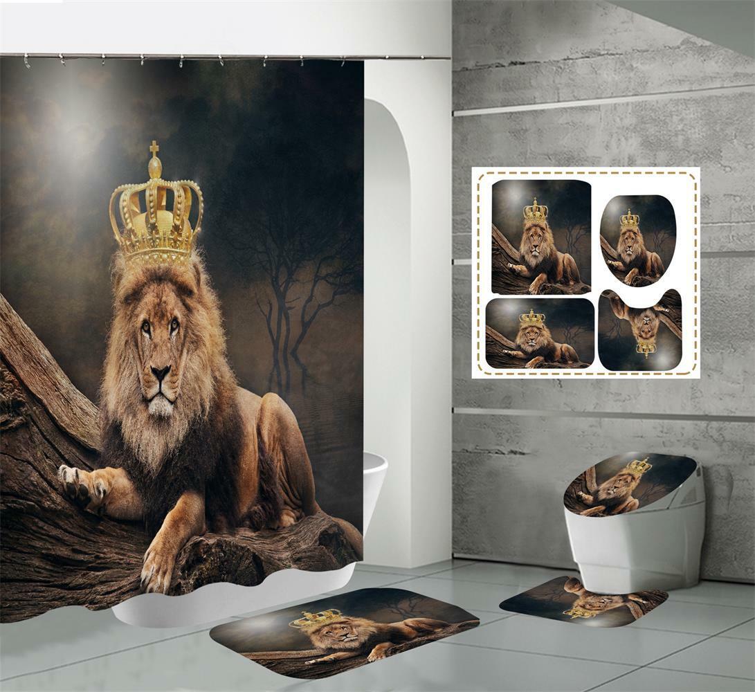 Roaring King 3D Lion Shower Curtain For Animal Lovers And Bathroom Decor
