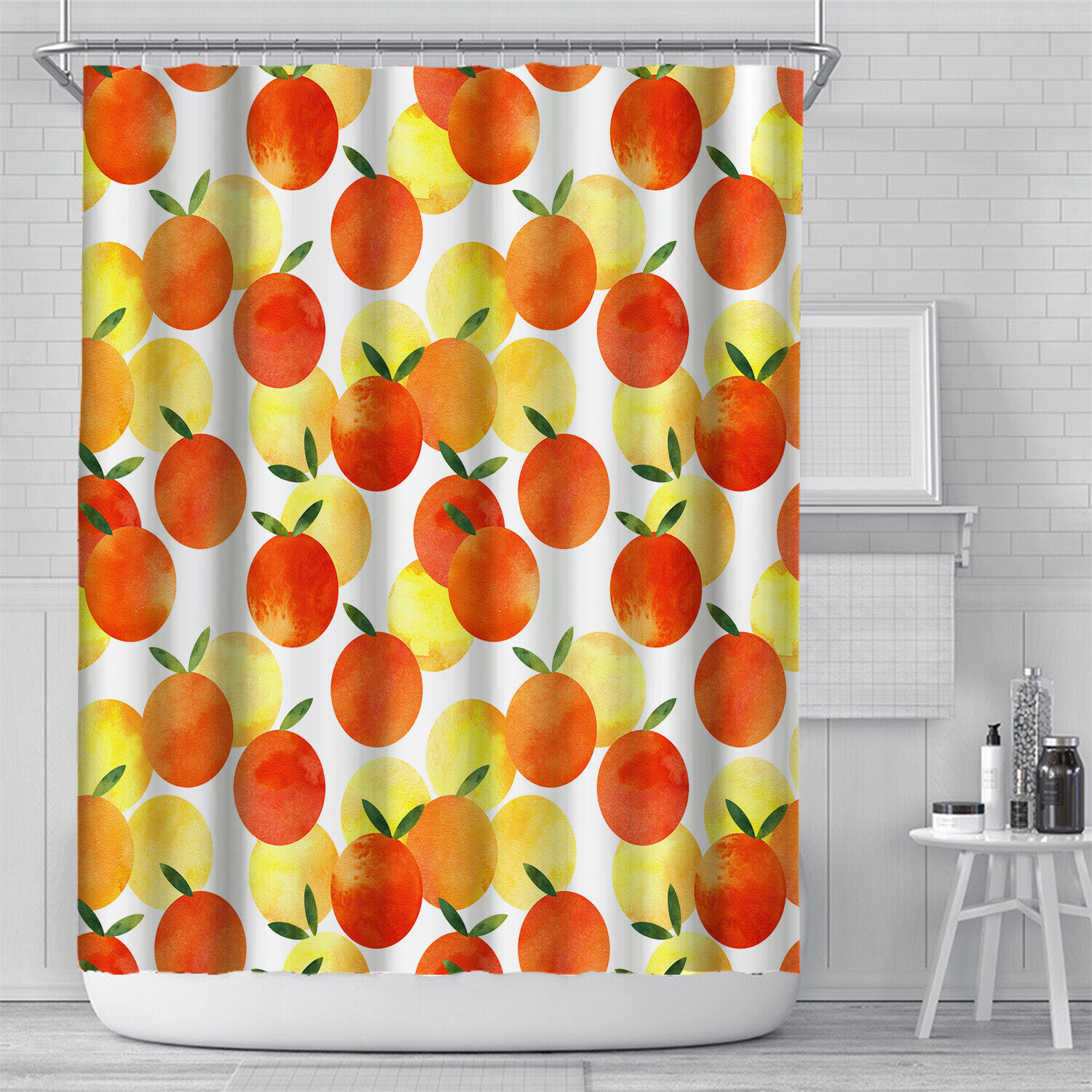 Fresh Citrus 3D Lemon Orange Shower Curtain For Bath And Bathroom Decor