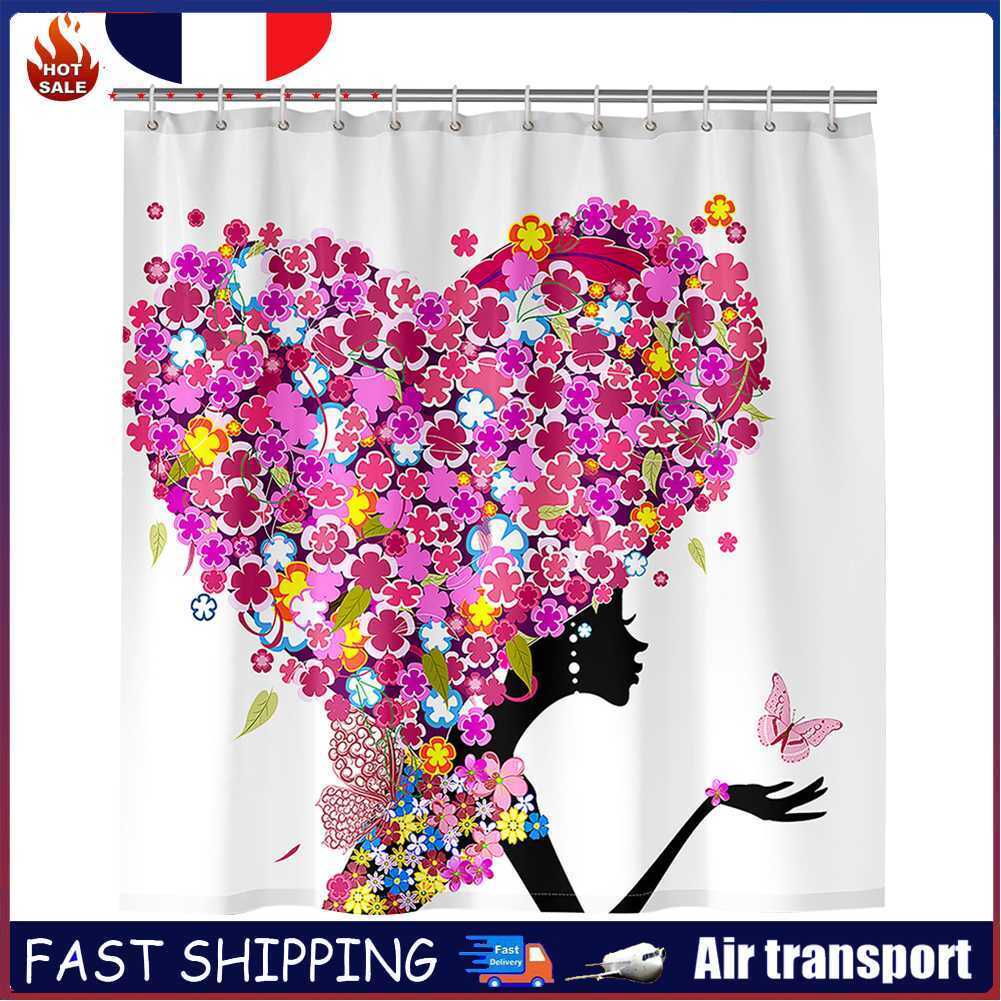 Perfect Pair 3D Heart Woman Waterproof Shower Curtain For Bathroom Decorations