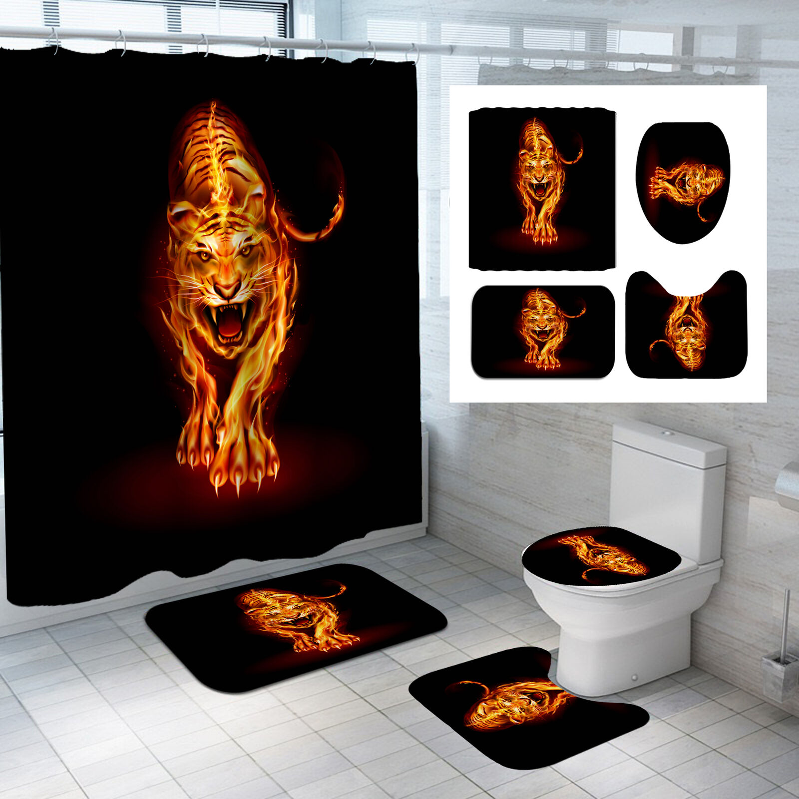 Flamingo Wavy Stripes Animal Print Bathroom Shower Curtain For A Trendy And Fun Bathroom