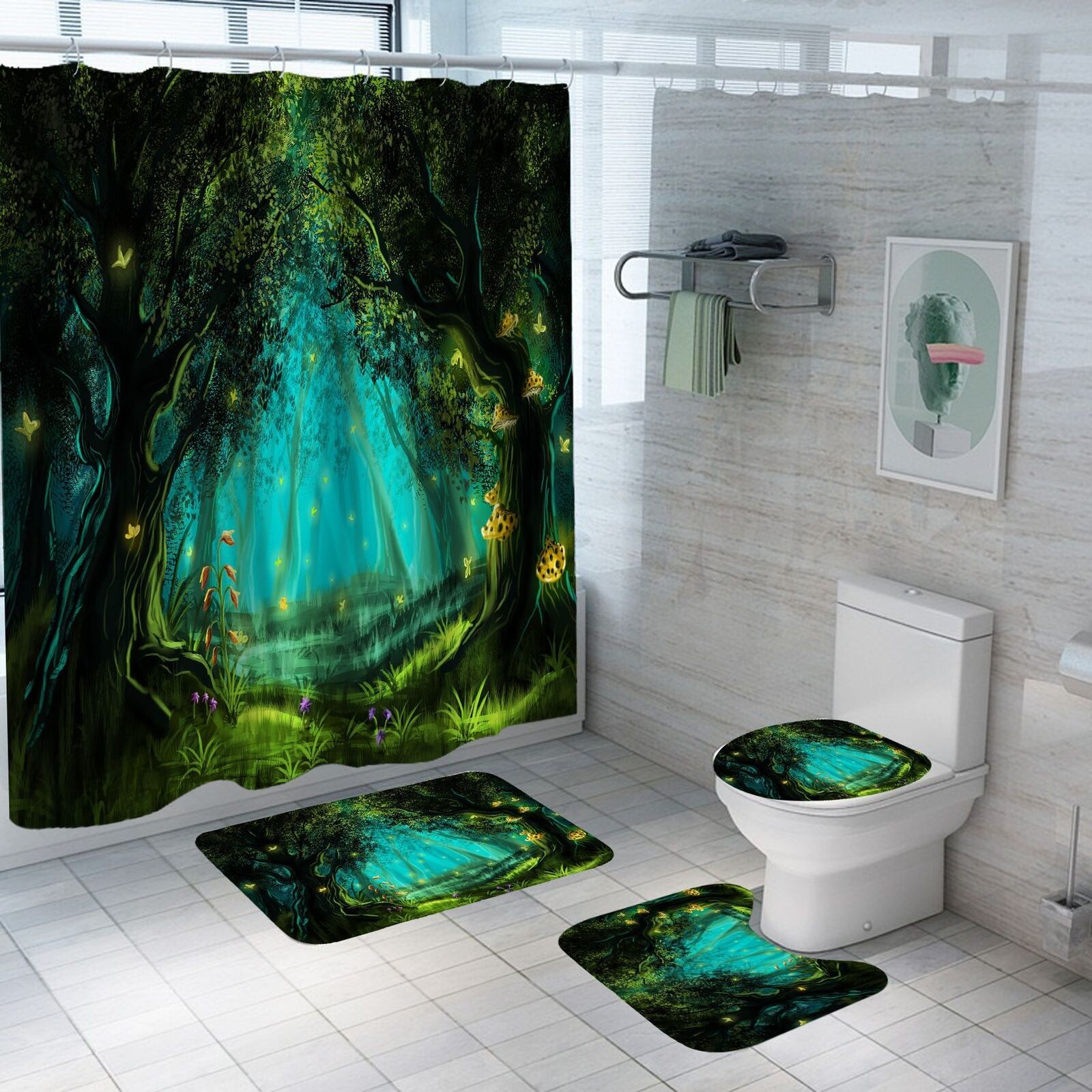 Forest Jungle Trees 3D Shower Curtain Bathroom For A Serene And Natural Bathroom
