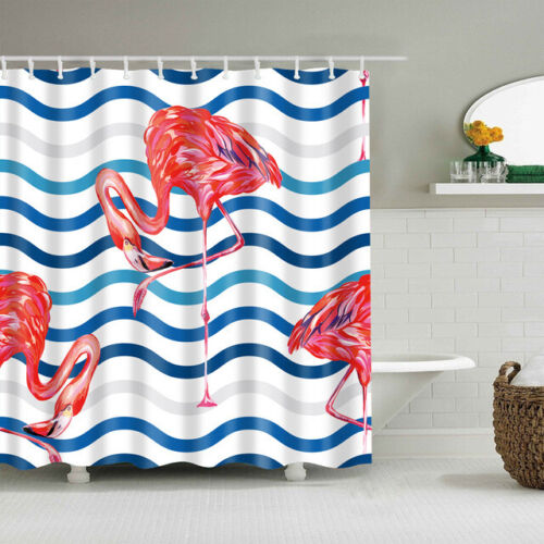 Flamingos Palm Leaves Animal Print Bathroom Shower Curtain For A Tropical And Relaxing Bathroom