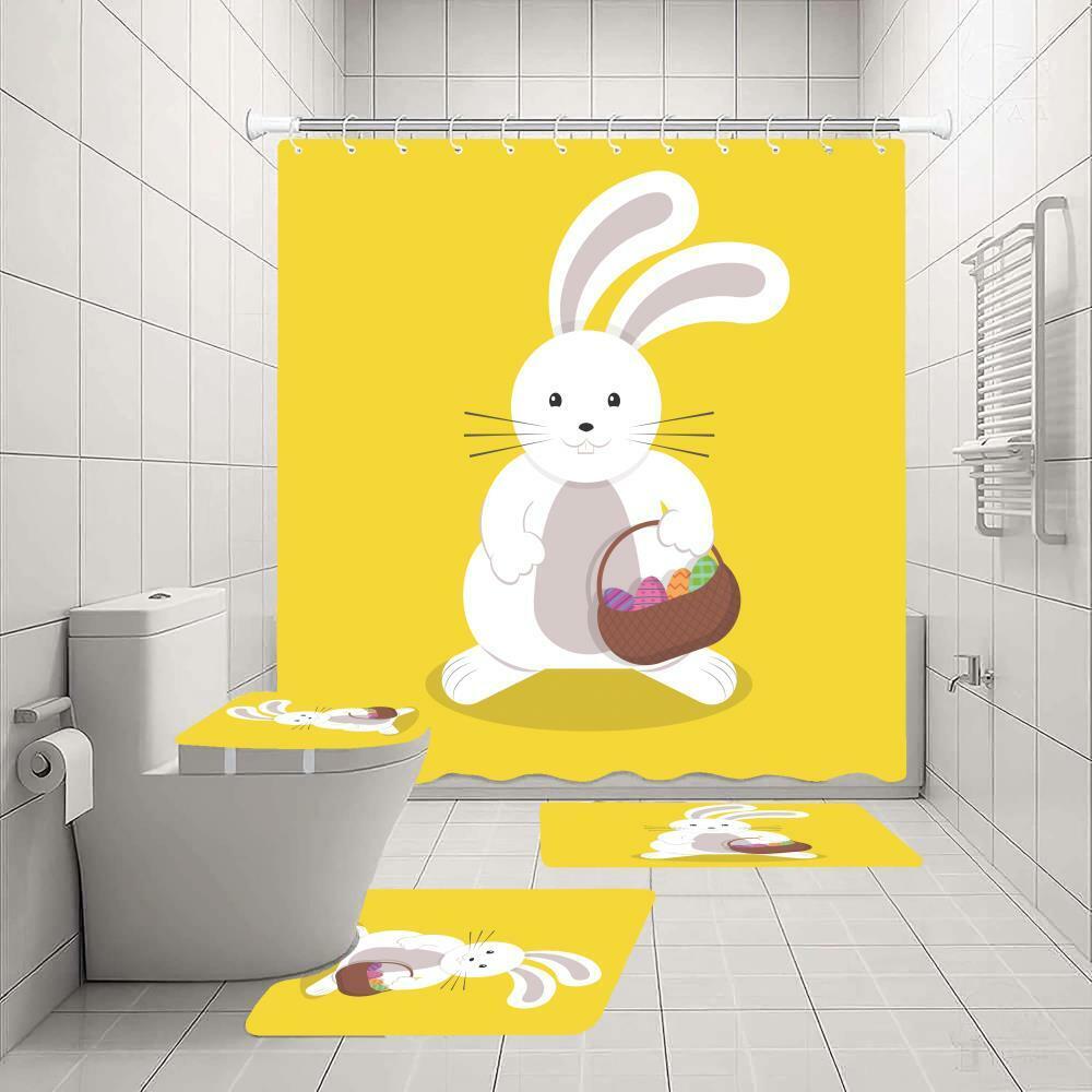 Easter Rabbit Flowers Animals Print Shower Curtain For An Adorable And Festive Bathroom