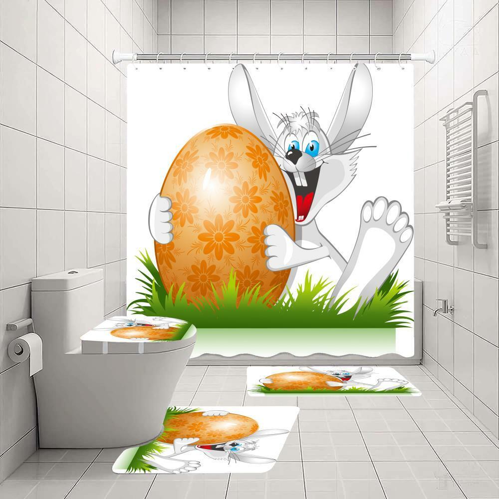 Easter Eggs Rabbit Shower Curtain For A Cheerful And Happy Bathroom