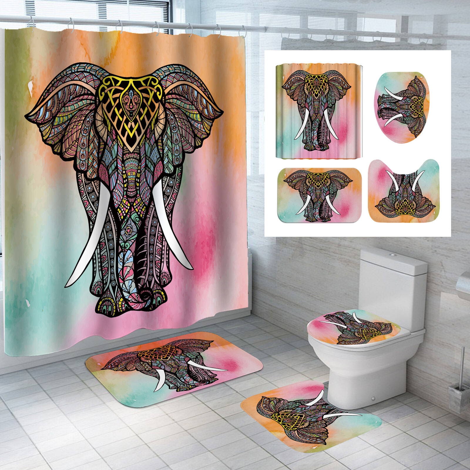 Elephant Wild Animal Print Shower Curtain For A Safari And Nature-Inspired Bathroom