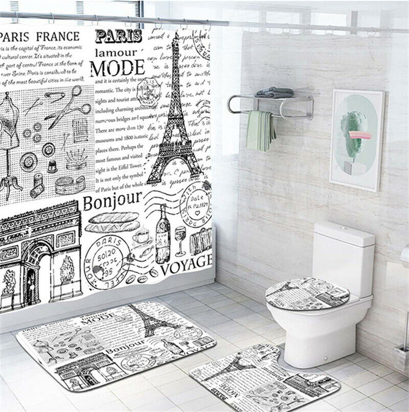 Eiffel Tower Paris Shower Curtain For Romantic Bathroom Decor