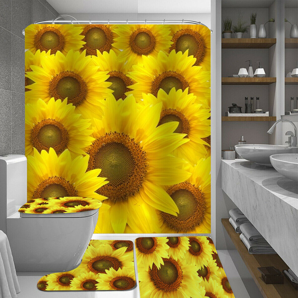 Sunflower Home Decor Shower Curtain For Bright Bathrooms