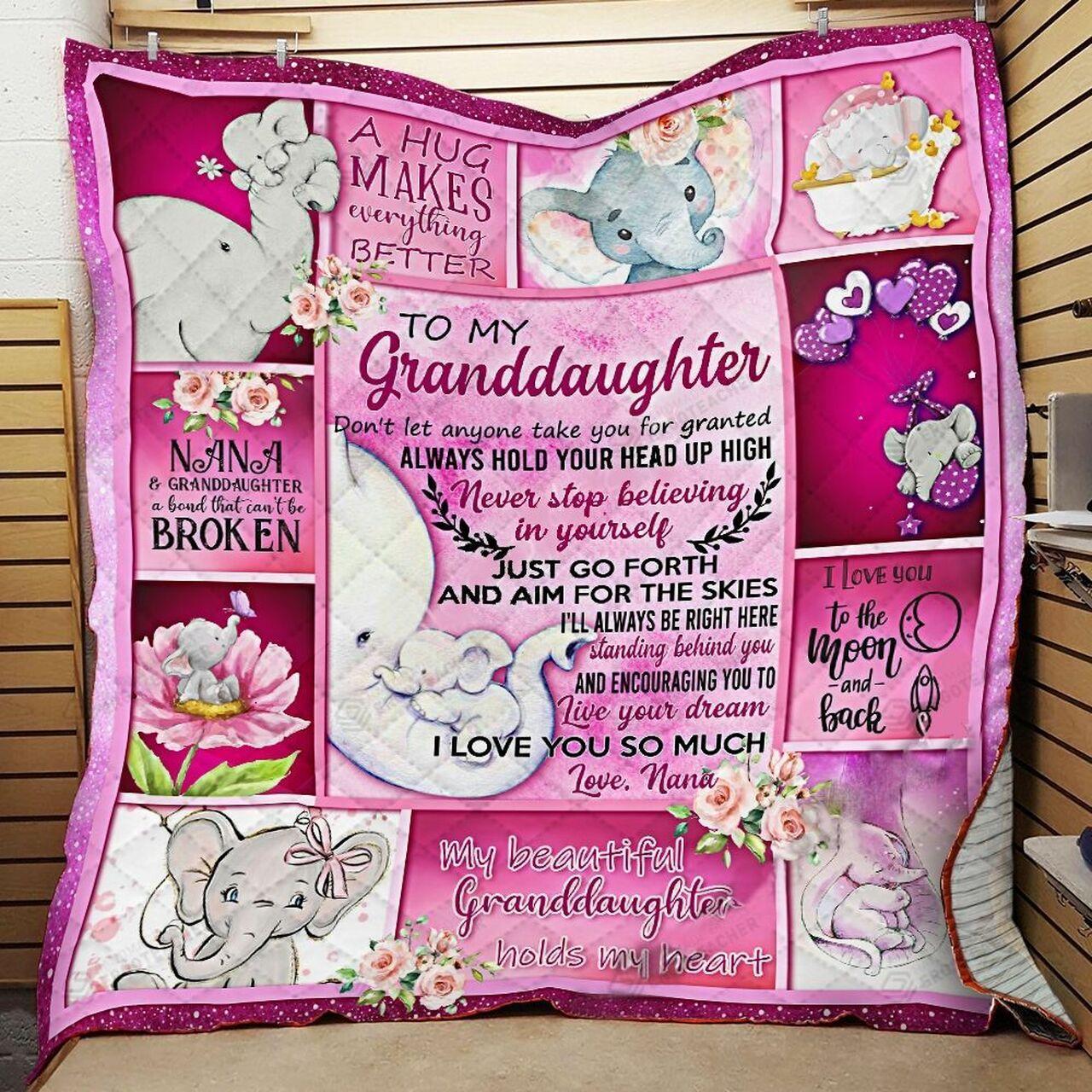 onalized Elephant To My Granddaughter Quilt Blanket From Nana I Love Yo Much Greattomized Blanket G For Birthday C Thgiving