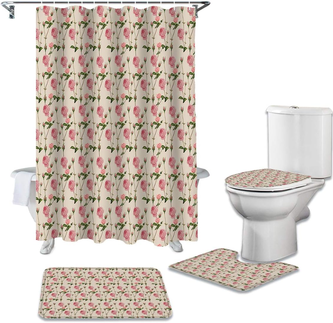 Romantic Rose Theme Shower Curtain For A Valentine Bathroom Decor