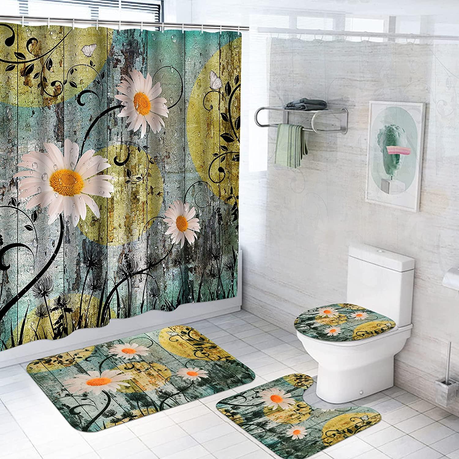 Rustic Floral Shower Curtain With A Vintage Touch For A Rustic Bathroom Decor