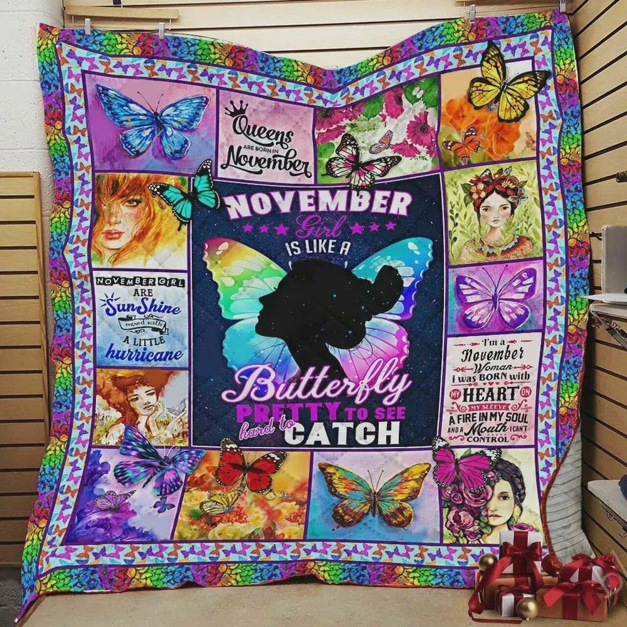 onalized November Gir Like A Butterfly Pretty ee Hard To Catch Quilt Blanket Greattomized Blanket G For Birthday C Thgiving