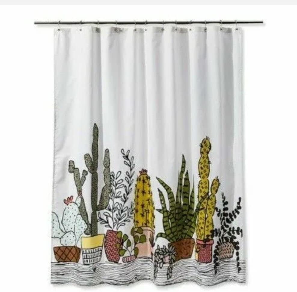 Cactus Succulent Plants Print Shower Curtain Bathroom Decor