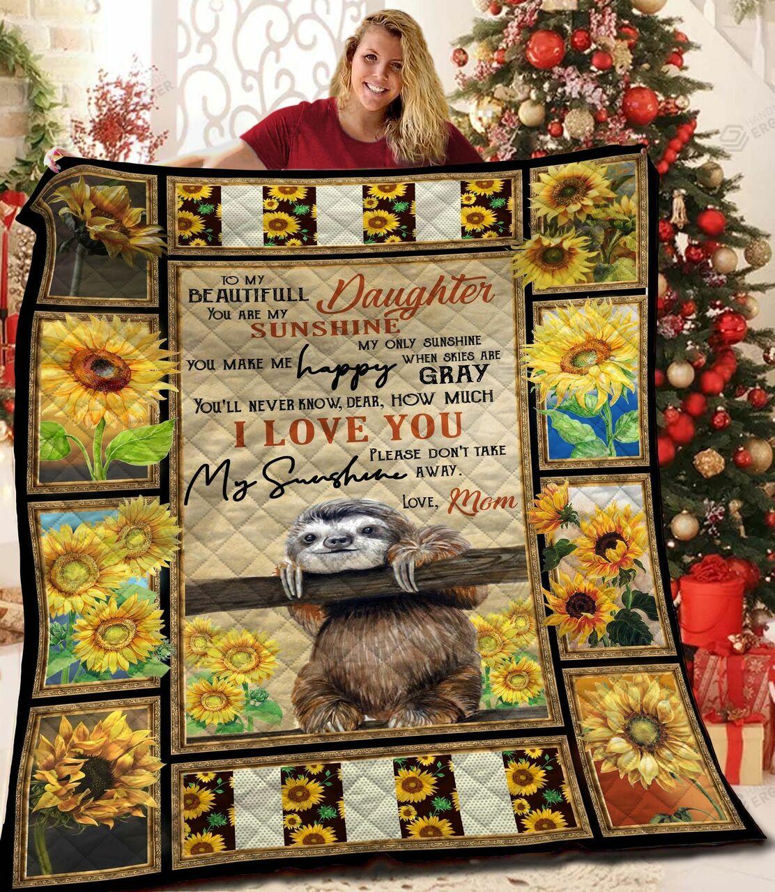 onalizloth To My Daughter From Mom You Are unshine Quilt Blanket Greattomized G For Birthday C Thgiving