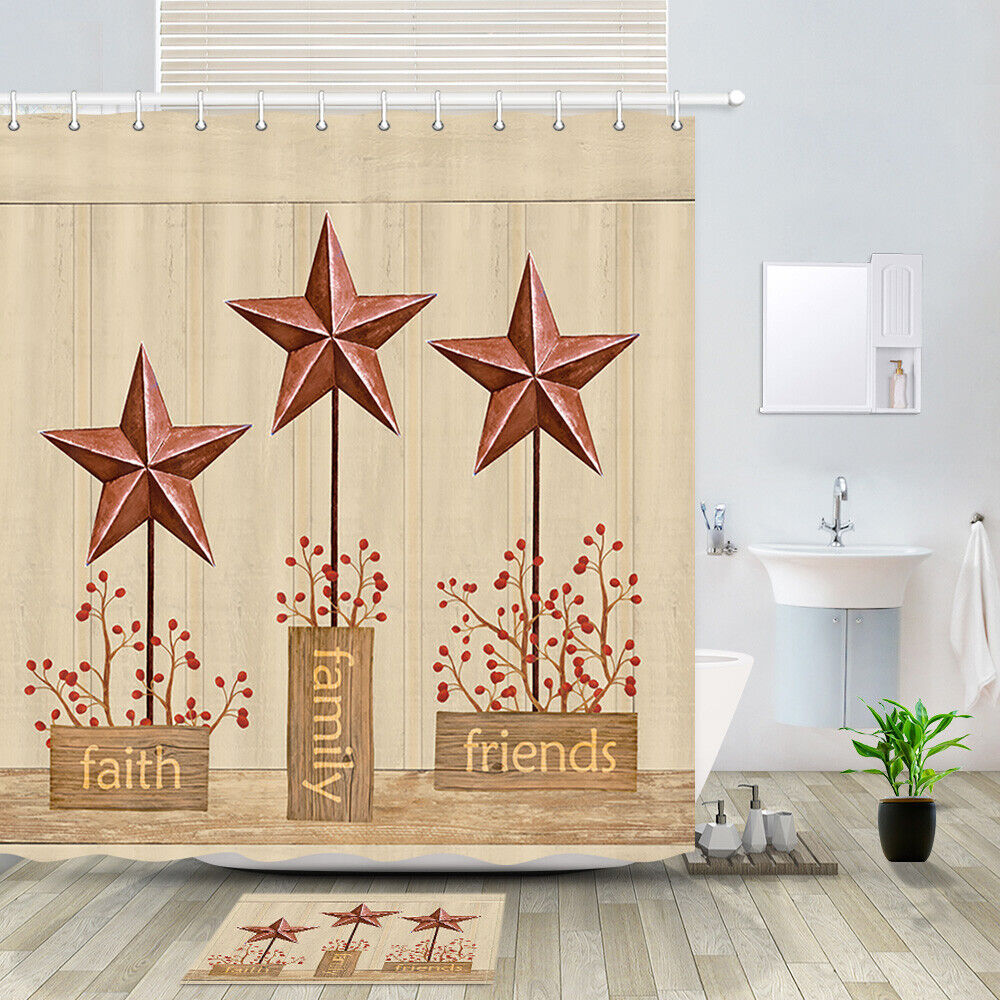 Fresh Simple Faith Family Friends Star Shower Curtain Bathroom Decor