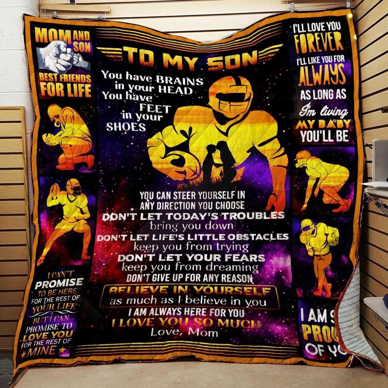 onalized American Football To on From Mom I Am Al Here For You Quilt Blanket Greattomized G For Birthday C Thgiving
