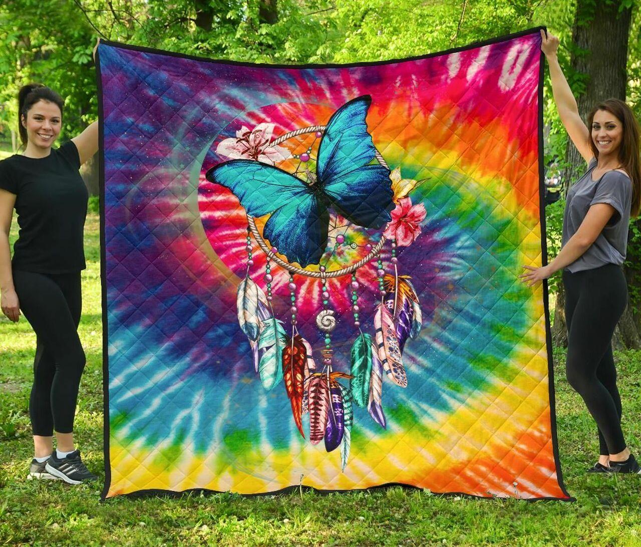 Butterfly Dreamcatcher Tie Dye Cl07110034Mdq Quilt Blanket