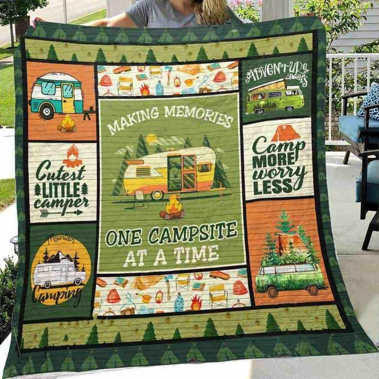 Camping Making Memo One Cite At A Time Quilt Blanket Greattomized Blanket G For Birthday C Thgiving