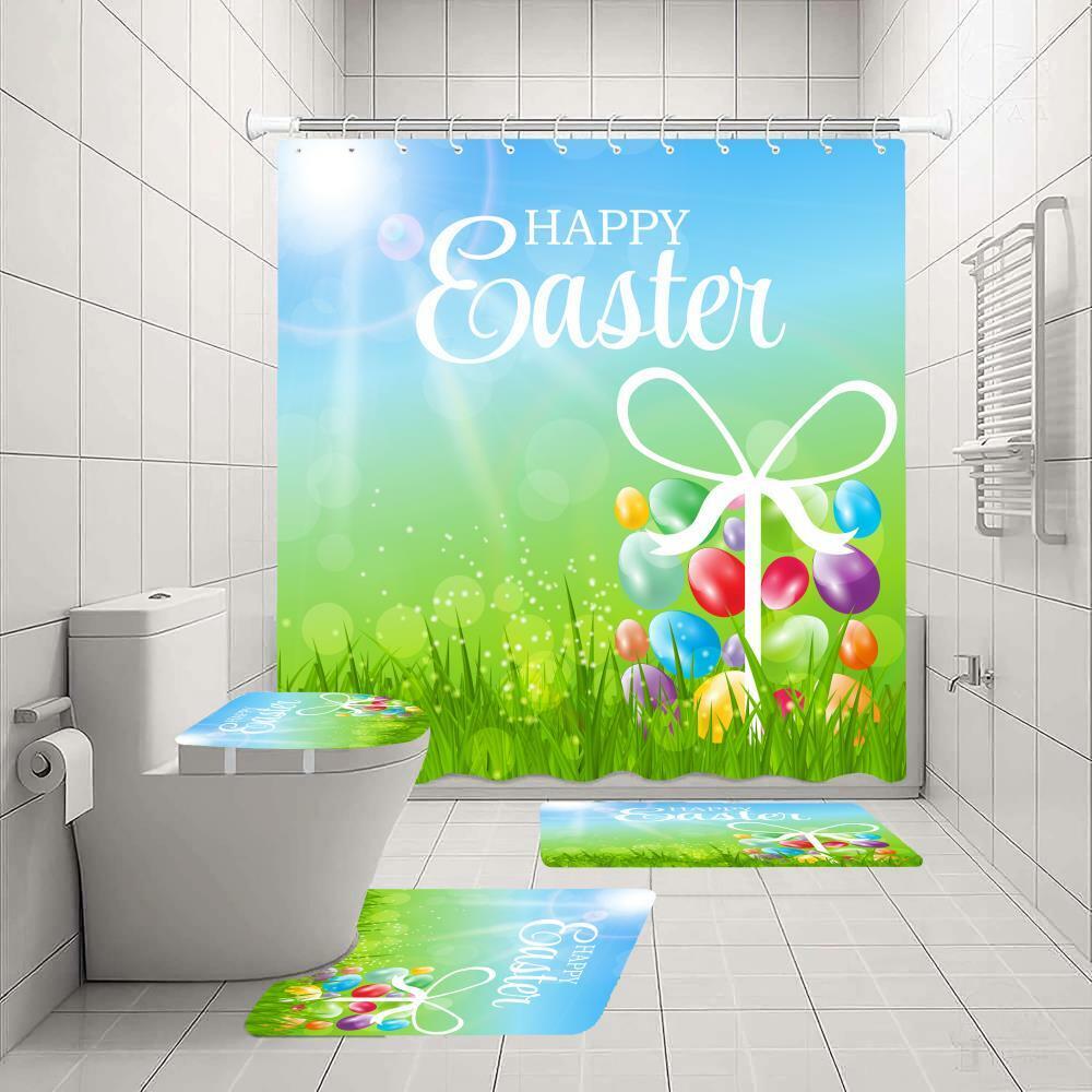 Easter Eggs Rabbit Shower Curtain For A Cute And Joyful Bathroom