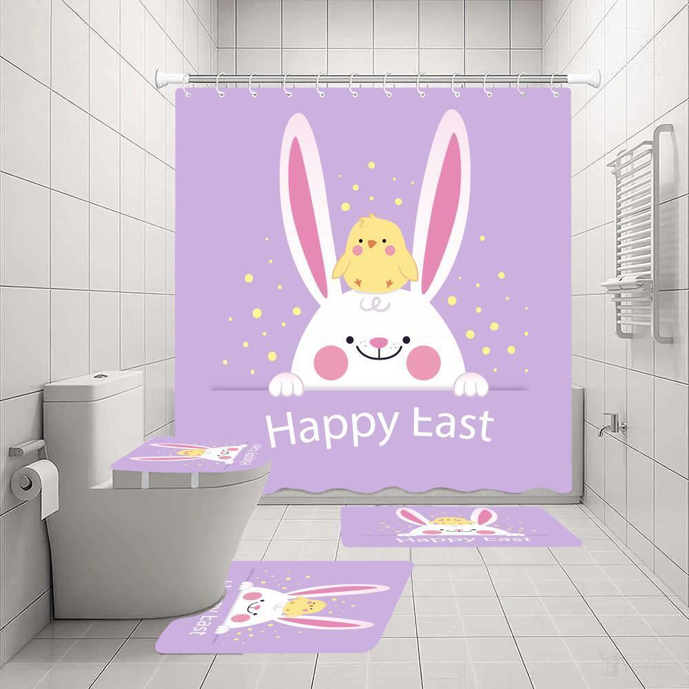 Easter Eggs Rabbit Chick Shower Curtain For A Cute And Fun Easter Bathroom