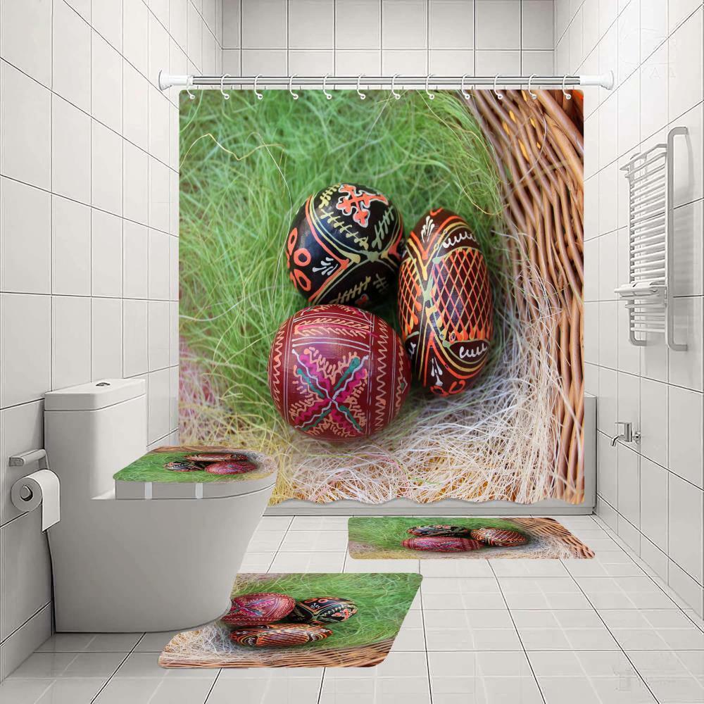 Easter Eggs Rabbit Shower Curtain For A Cute And Whimsical Bathroom Decor