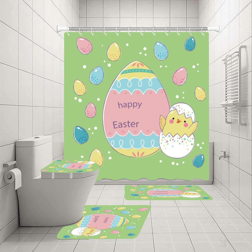 Easter Eggs Rabbit Shower Curtain For A Fun And Festive Easter Bathroom