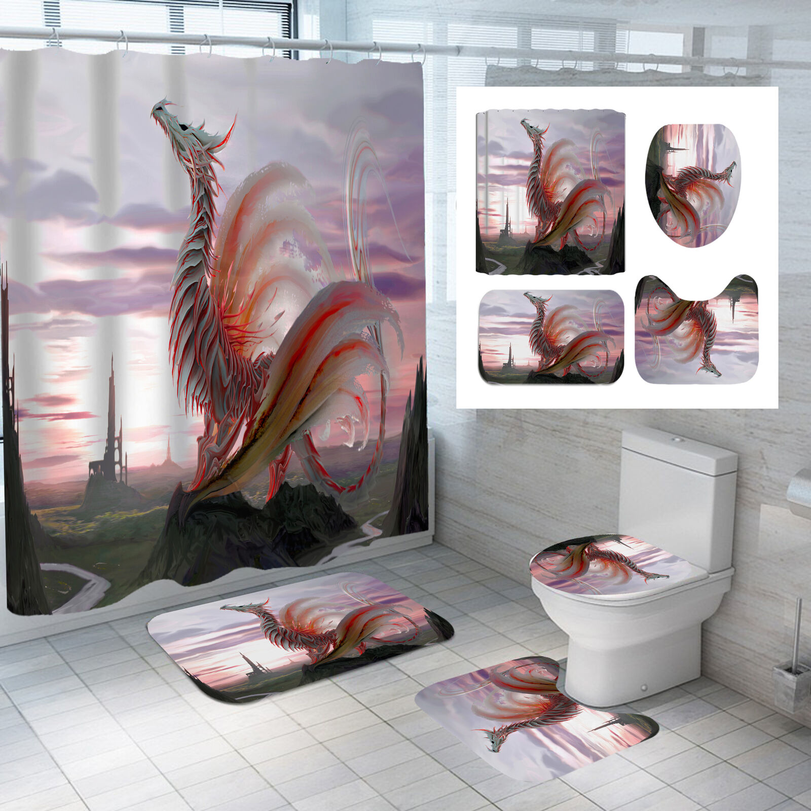 Dragons Feather Animal Print Shower Curtain For A Mythical Bathroom