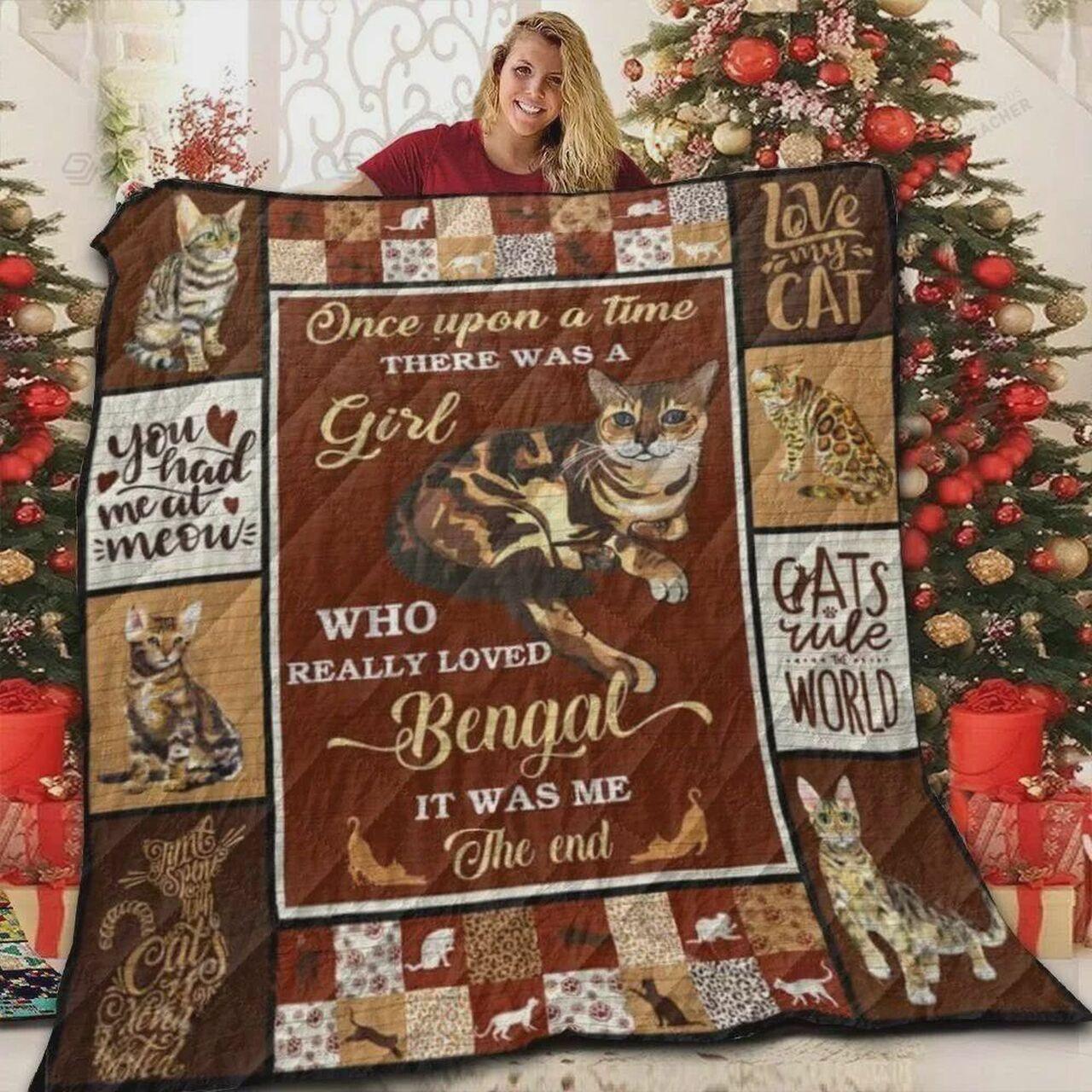 There A Girl Who Really Loved My Bengal Cat Quilt Blanket Greattomized Blanket G For Birthday C Thgiving