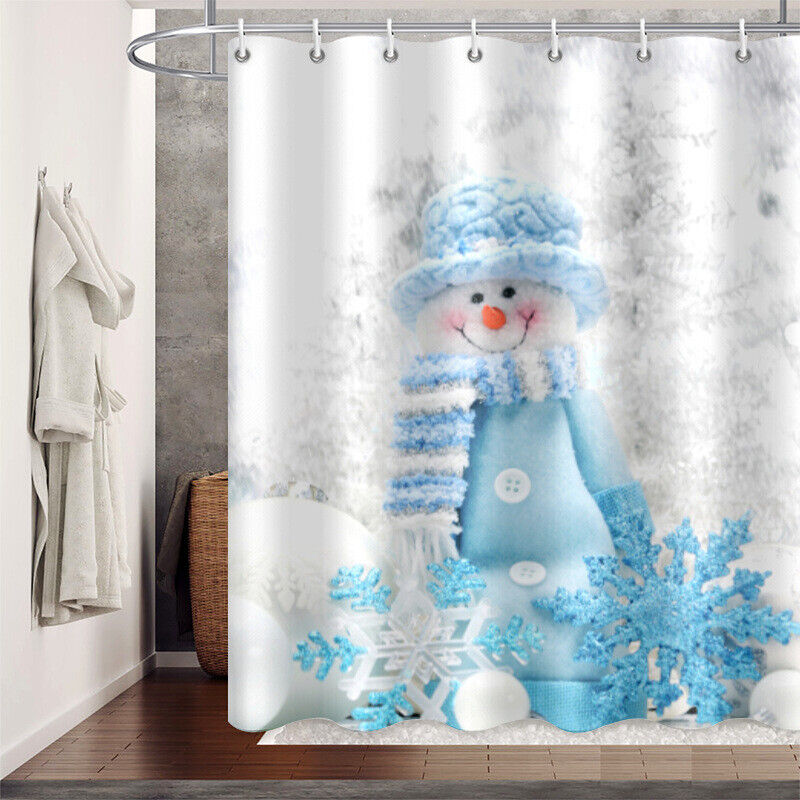 Christmas Snowman Snowflake Print Shower Curtain For A Festive And Cozy Bathroom